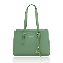 イタリア製スムースレザータッセルつきトートバッグTL BAG、ミントグリーン