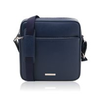 イタリア製サフィアーノレザー・ショルダーバッグ LUKE、ダークブルー