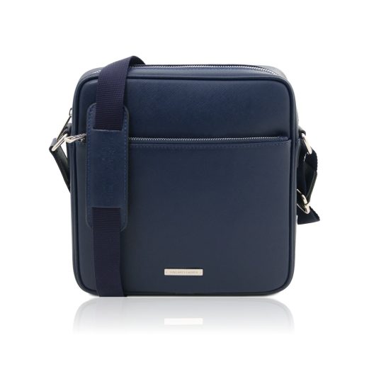 イタリア製サフィアーノレザー・ショルダーバッグ LUKE、ダークブルー