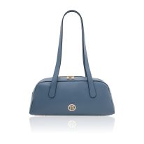 イタリア製ボックスレザーショルダーバッグ ECLAIRE、デニム