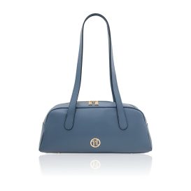 イタリア製ボックスレザーショルダーバッグ ECLAIRE、デニム