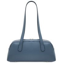 イタリア製ボックスレザーショルダーバッグ ECLAIRE、デニム