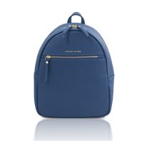 イタリア製ARCO大粒シボ型押しレザーフロントポケットリュック、デニム