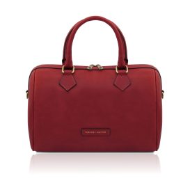 イタリア製ベジタブルタンニンレザー2WAYボストンバッグ BARRIQUE、レッド