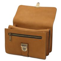 イタリア製ベジタブルタンニンレザーのカードフォルダー付セカンドバッグOLIVER、ナチュラル