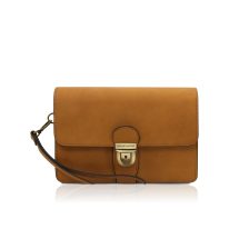イタリア製ベジタブルタンニンレザーのカードフォルダー付セカンドバッグOLIVER、ナチュラル