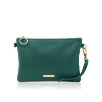 イタリア製シボ型押しレザーの2WAYクラッチ＆サコッシュバッグ TL BAG、ティール