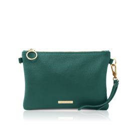イタリア製シボ型押しレザーの2WAYクラッチ&サコッシュバッグ TL BAG、ティール