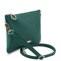 イタリア製シボ型押しレザーの2WAYクラッチ＆サコッシュバッグ TL BAG、ティール