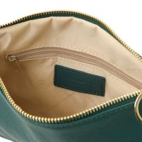 イタリア製シボ型押しレザーの2WAYクラッチ＆サコッシュバッグ TL BAG、ティール