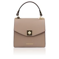 イタリア製スムースボックスレザー2WAYミニハンドバッグ TL BAG、ライトトープ