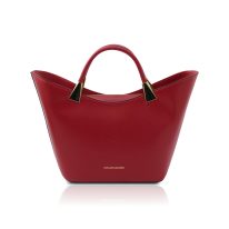 イタリア製スムースレザー2WAYハンドバッグ TL BAG、レッド