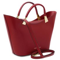 イタリア製スムースレザー2WAYハンドバッグ TL BAG、レッド