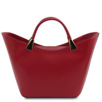 イタリア製スムースレザー2WAYハンドバッグ TL BAG、レッド