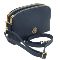 LILY イタリア製 2WAYレザーポシェット、ダークブルー