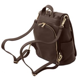 イタリア製防犯リュック&ショルダーバッグ/シボ型押しレザー TL BAG、チョコレート
