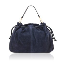 イタリア製ALLURE スエードレザー2WAYショルダーバッグ、ダークブルー