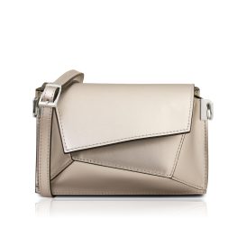 メタリックスムースレザーショルダーバッグ TL BAG、プラチナ